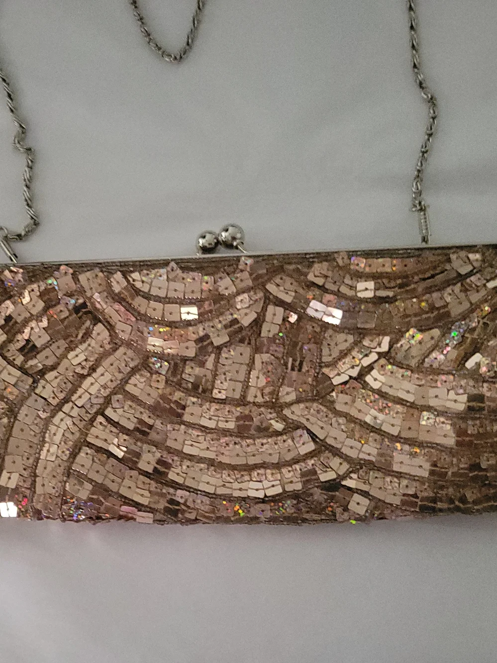 Sequin Evening Clutch with Chain Strap